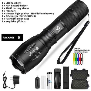 Led flashlight Ultra Bright torch T6/L2/V6 Camping light 5 switch Modes 10000 LM Zoomable Bicycle Light  use 18650 battery