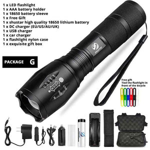 Led flashlight Ultra Bright torch T6/L2/V6 Camping light 5 switch Modes 10000 LM Zoomable Bicycle Light  use 18650 battery
