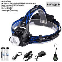 Load image into Gallery viewer, LED headlamp fishing headlight 6000 lumen T6/L2 3 modes Zoomable lamp Waterproof Head Torch flashlight Head lamp use 18650
