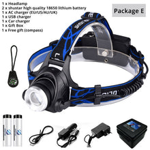 Load image into Gallery viewer, LED headlamp fishing headlight 6000 lumen T6/L2 3 modes Zoomable lamp Waterproof Head Torch flashlight Head lamp use 18650